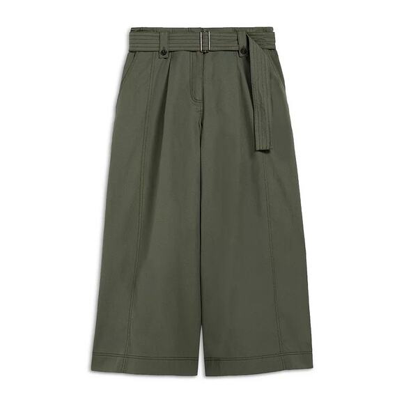 Max Mara Weekend Recco Wide Leg Pants Green Size 12 IT 46 Belted Culotte Ankle - Picture 9 of 12